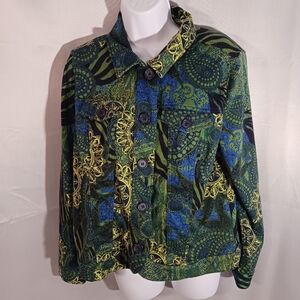 Women's Boho Multicolor Patterned Blazer Size M